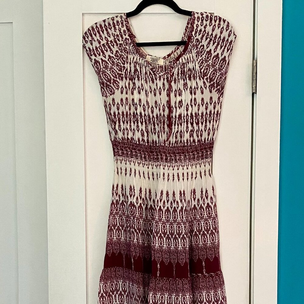 Boho magenta and white cap sleeve maxi dress size S
